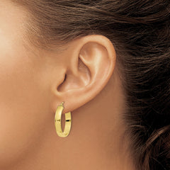 10K Yellow Gold Polished Hoop Earrings with Wire Clutch Closure 25mm