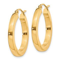 10K Gold Polished Square Hoop Earrings for Women, 3mm Bold Design