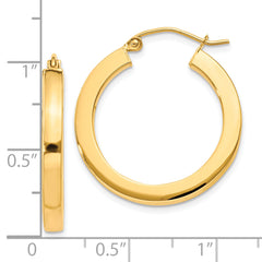 10K Gold Polished Square Hoop Earrings for Women, 3mm Bold Design