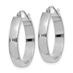 10K White Gold Polished Hoop Earrings with Rhodium Plating 25mm