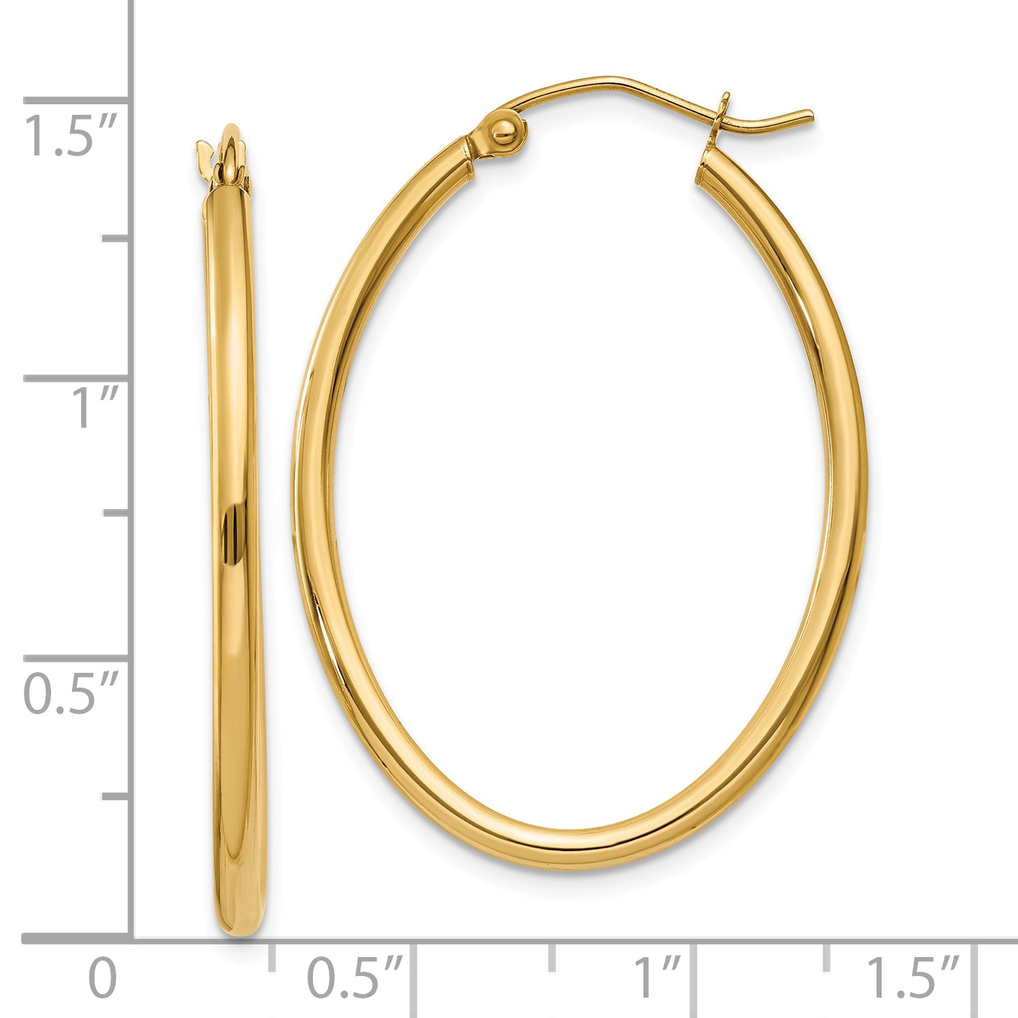 10k Oval Polished Hoop Earring