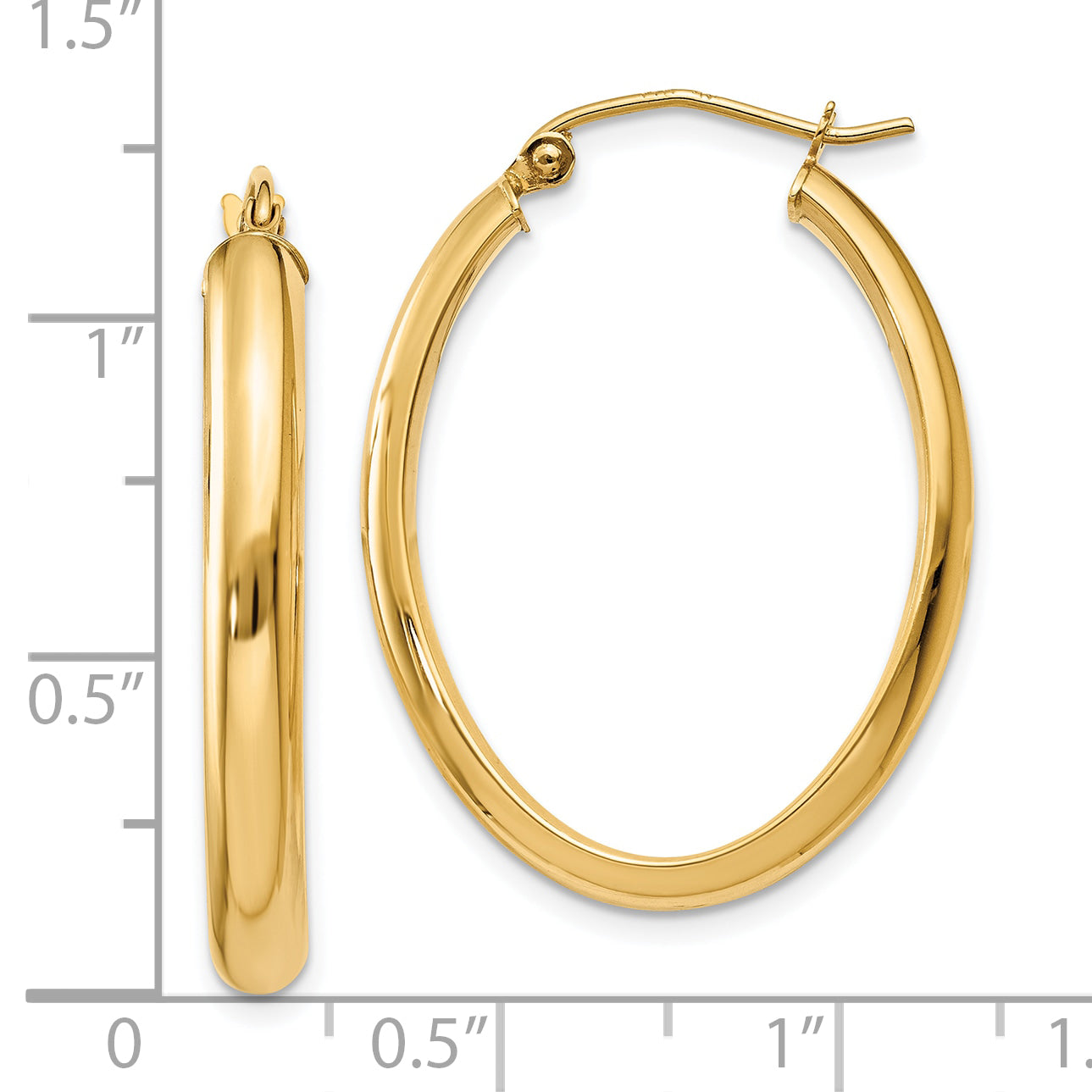10k Polished 3.5mm Oval Hoop Earrings