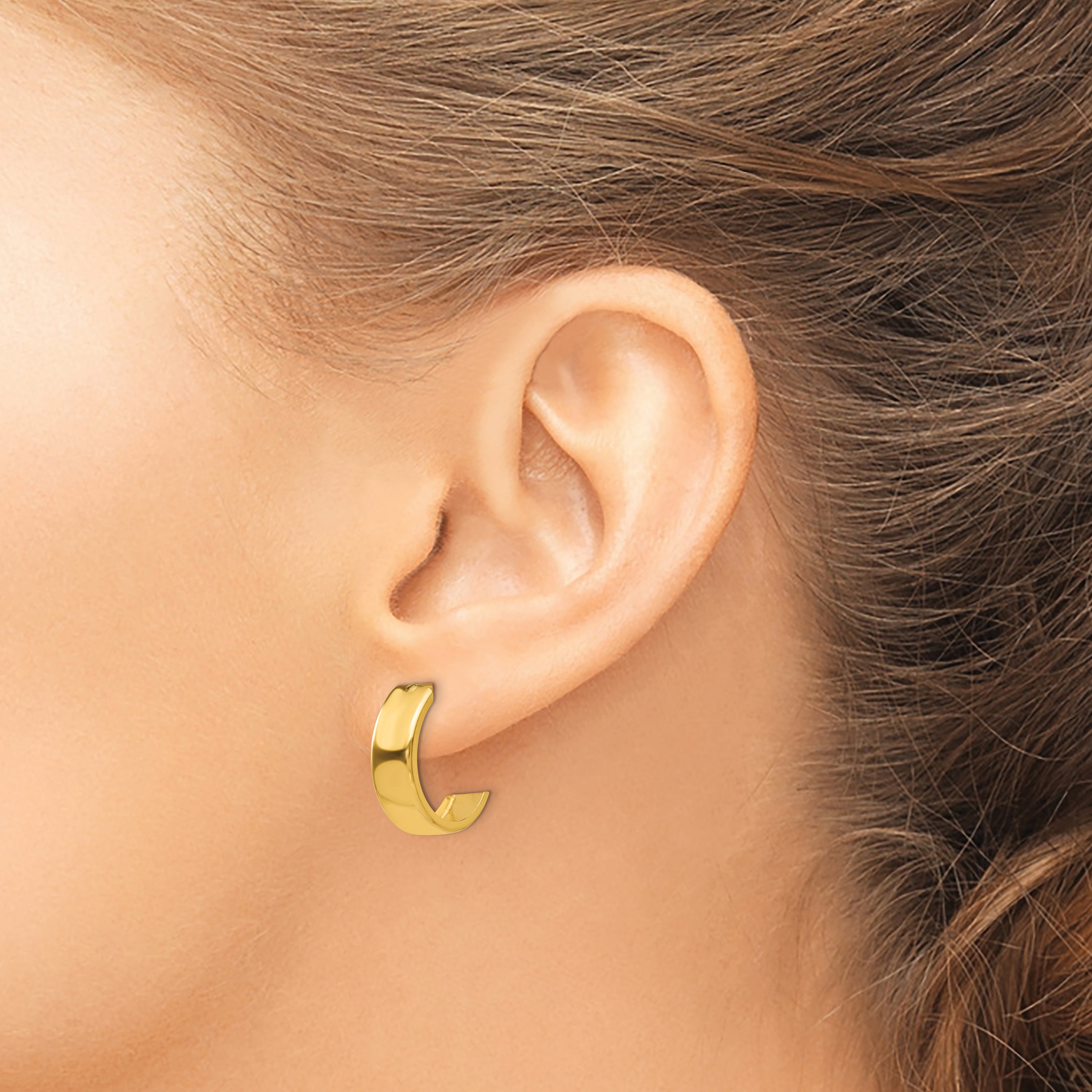 10k White Gold Diamond-cut 3mm Round Hoop Earrings