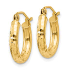 10K Gold Diamond-Cut 3mm Round Hoop Earrings for Women Polished Finish