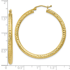 10K Gold Diamond-Cut 3mm Hoop Earrings Polished Elegant Design for Women