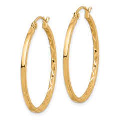 10K Yellow Gold Diamond-Cut Polished Hoop Earrings for Women