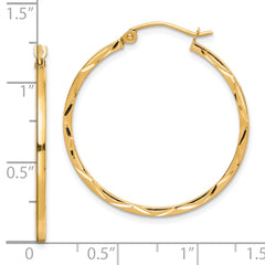 10K Yellow Gold Diamond-Cut Polished Hoop Earrings for Women