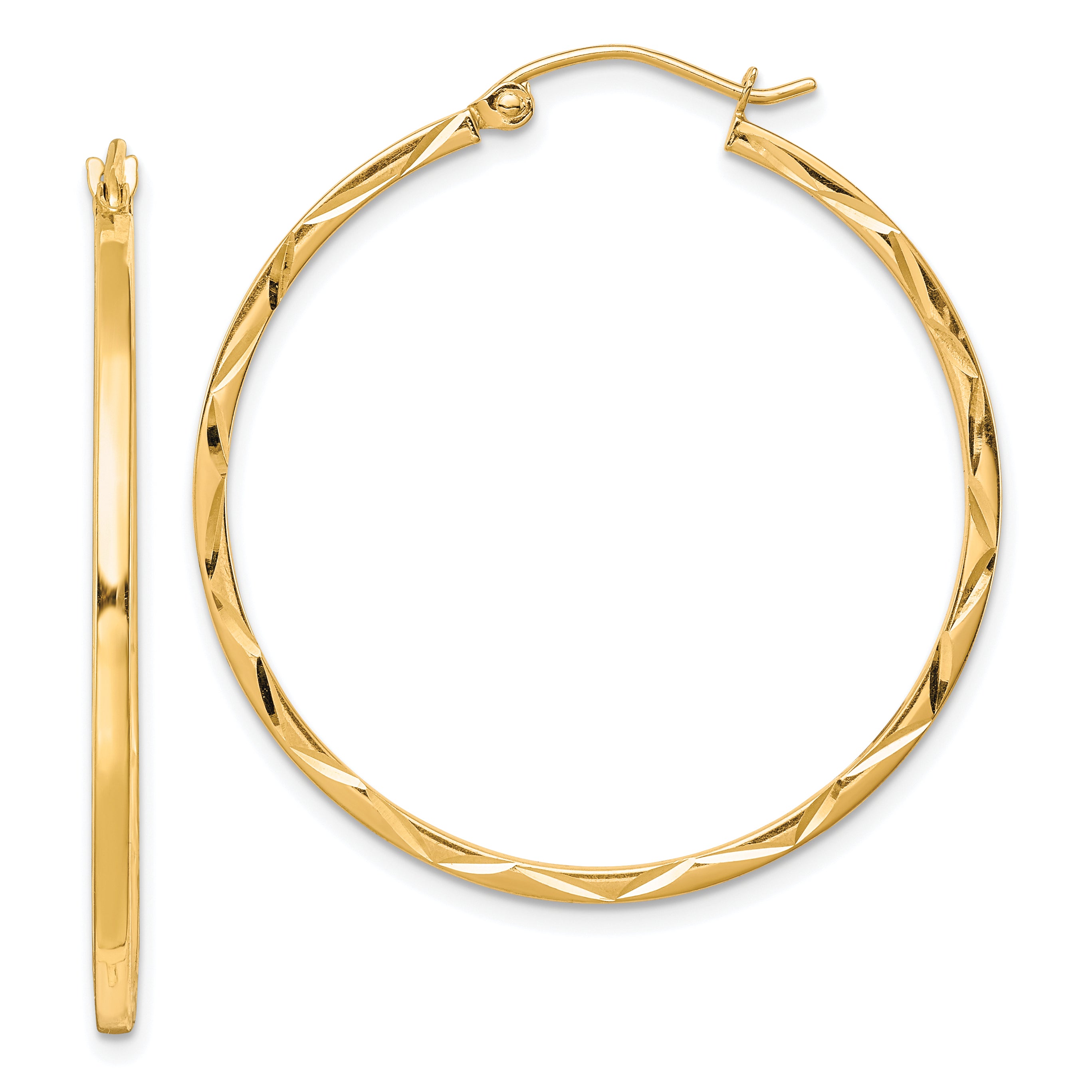 10K 1.5x35mm Diamond Cut Hoop Earrings Main image