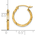 10K Gold Diamond-Cut Hoop Earrings Polished Finish 15mm for Women
