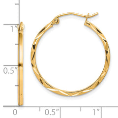 10K Yellow Gold Diamond-Cut Hoop Earrings with Polished Finish 25mm