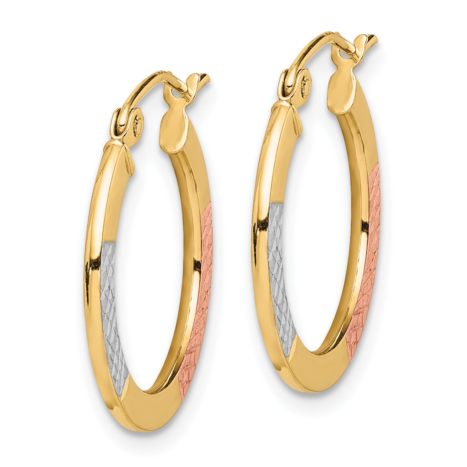 10K Two-Tone Hoop Earrings with Diamond-Cut Polished Finish