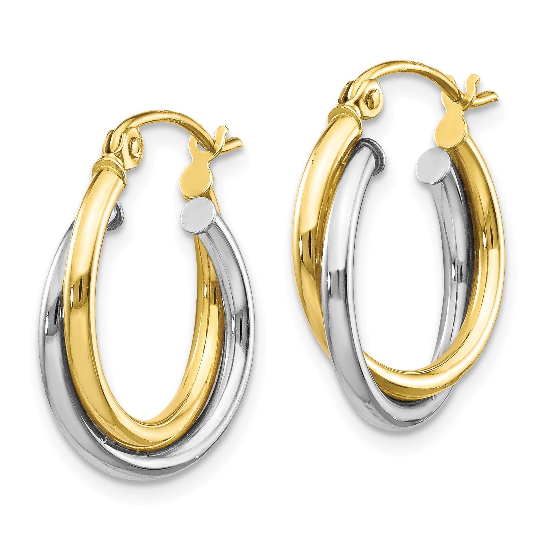 10K Two-Tone Polished Twist Hoop Earrings for Women Elegant 19mm Design Secondary image