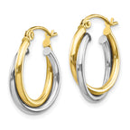 10K Two-Tone Polished Twist Hoop Earrings for Women Elegant 19mm Design