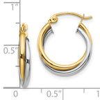 10K Two-Tone Polished Twist Hoop Earrings for Women Elegant 19mm Design