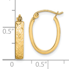 10K Diamond Cut Oval Hoop Earrings