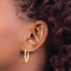 10K Gold Textured Hollow Oval Hoop Earrings for Women Polished Finish