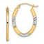 10K and Rhodium Diamond Cut Oval Hoop Earrings