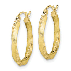 10K Gold & Rhodium Diamond-Cut Twisted Hoop Earrings for Women  Polished Finish