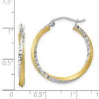 10K Gold & Rhodium Diamond-Cut Twisted Hoop Earrings  Elegant Polished Finish