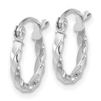 10K White Gold Polished Twist Hoop Earrings with Rhodium Finish for Women