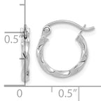 10K White Gold Polished Twist Hoop Earrings with Rhodium Finish for Women