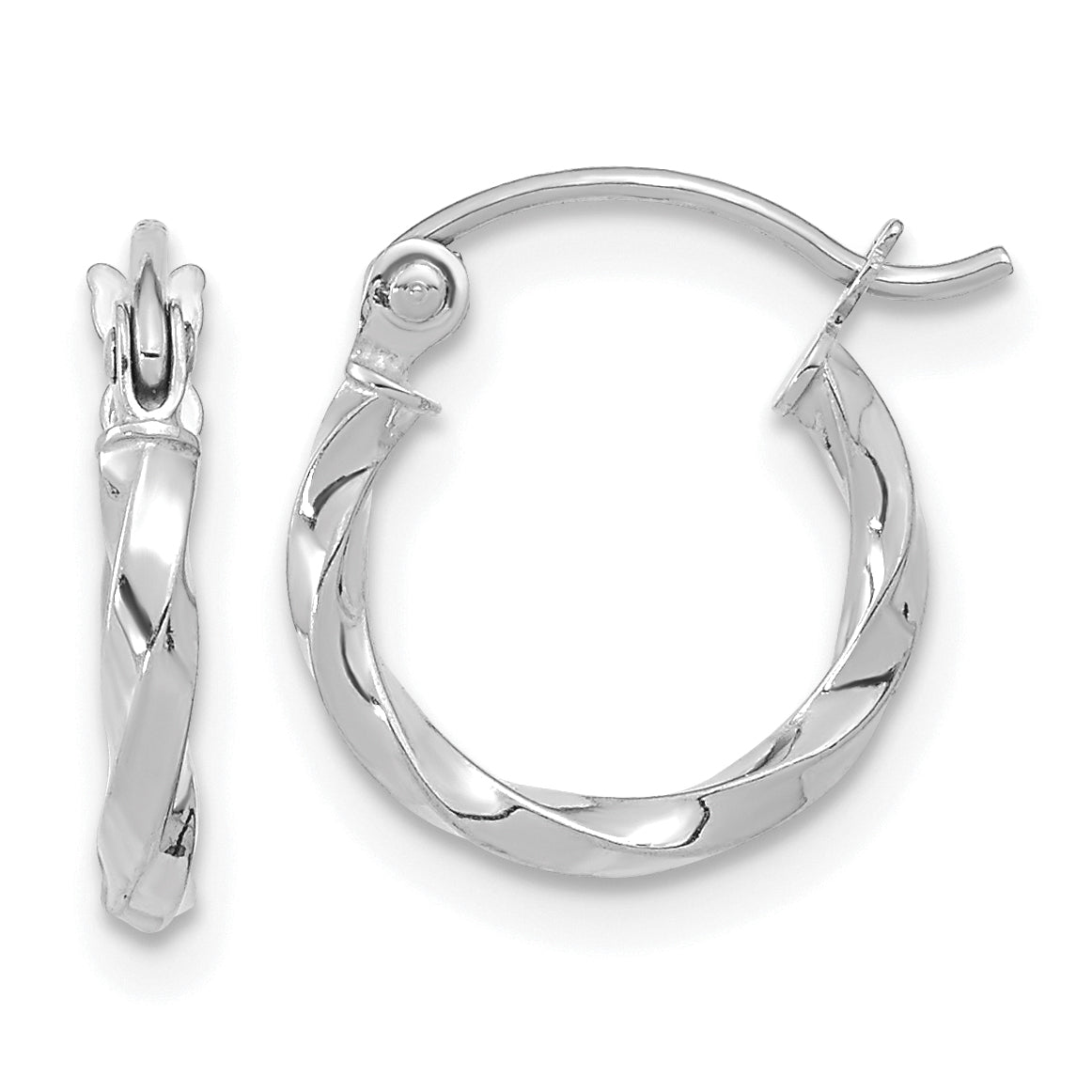 10k White Gold Twist Polished Hoop Earring Main image