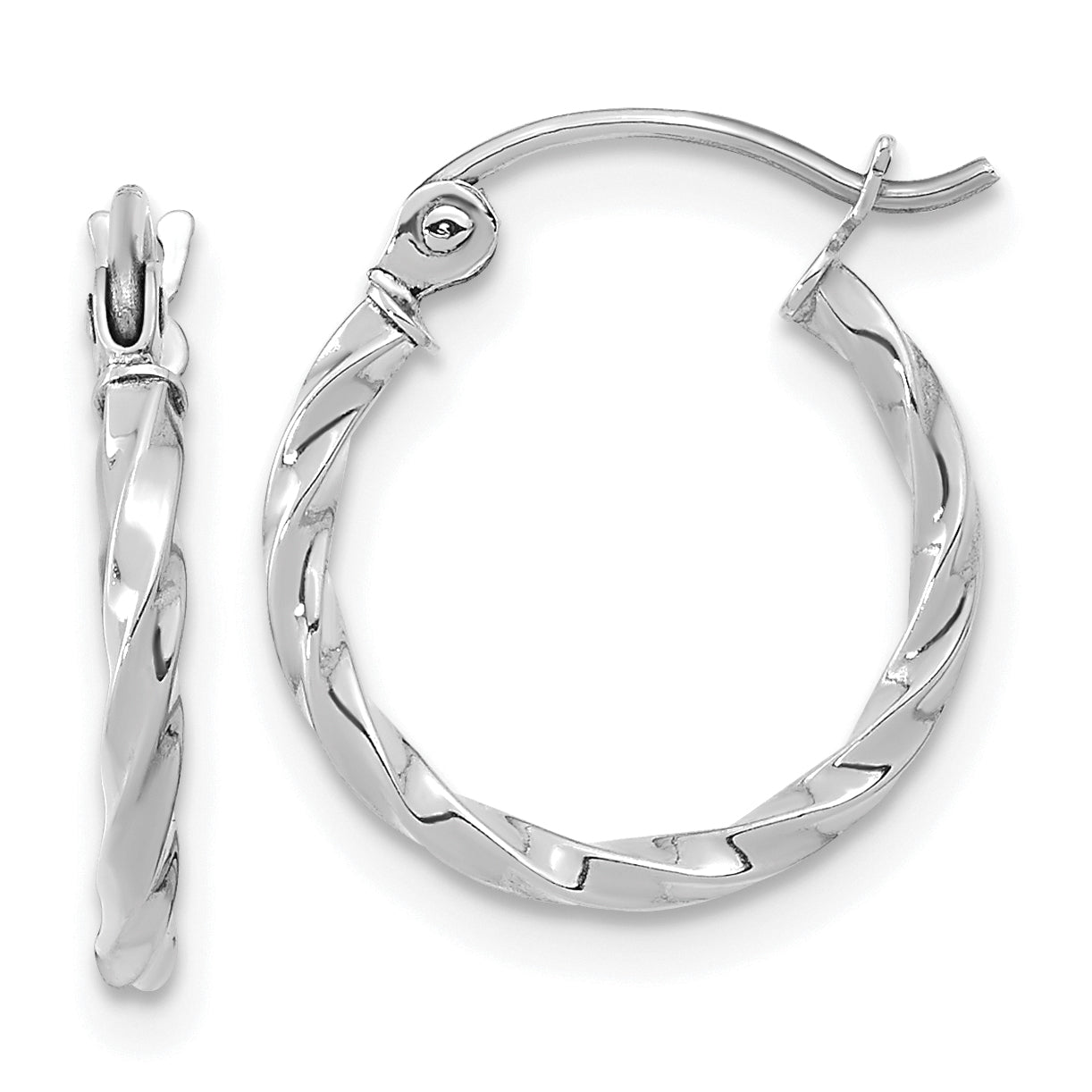 10k White Gold Twist Polished Hoop Earring Main image