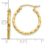 10K Gold Twisted Polished Hoop Earrings for Women  Elegant 22mm Design