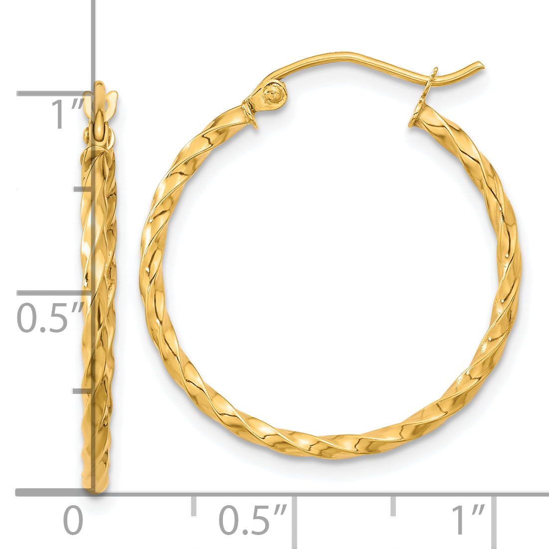 10K Yellow Gold Polished Twist Hoop Earrings for Women Elegant 26mm Design