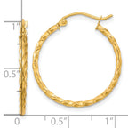 10K Yellow Gold Polished Twist Hoop Earrings for Women Elegant 26mm Design