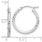 10K White Gold Diamond-Cut Hoop Earrings with Polished Rhodium Finish