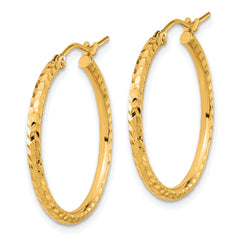 10K Yellow Gold Diamond-Cut Hoop Earrings with Polished Finish 26.9mm