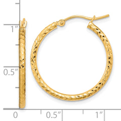 10K Yellow Gold Diamond-Cut Hoop Earrings with Polished Finish 26.9mm