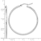 10K White Gold Diamond-Cut Hoop Earrings with Polished Rhodium Finish