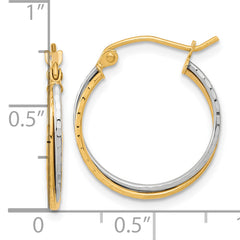 10K Two-Tone Gold Diamond-Cut Twisted Hoop Earrings  Elegant & Polished Design