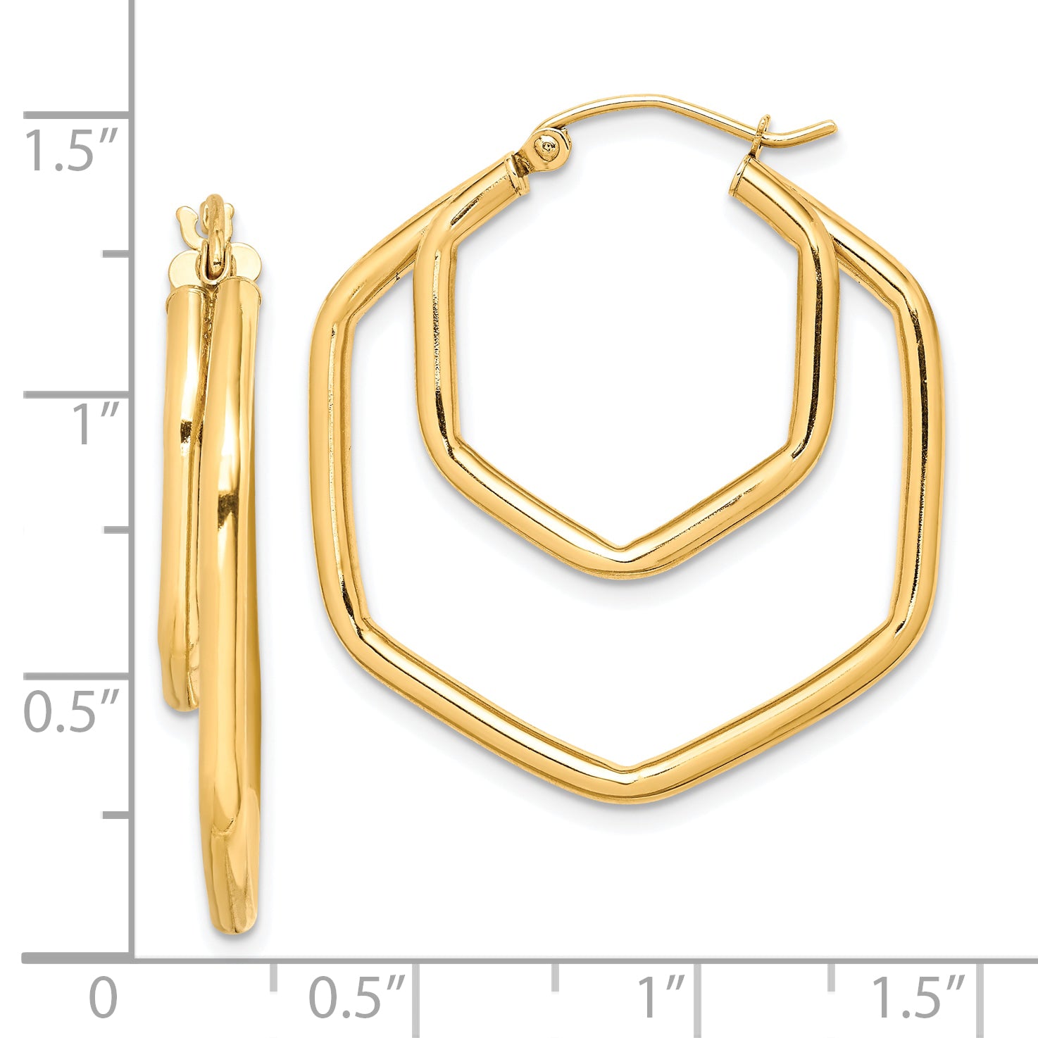 10k Polished Hoop Earrings Secondary image