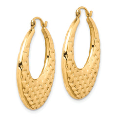 10k Polished Textured Hoop Earrings