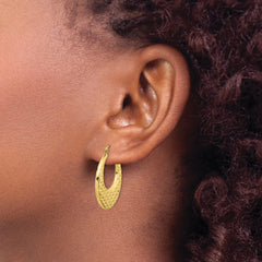 10k Polished Textured Hoop Earrings