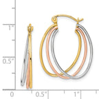 10k Tri-color Polished Triple Hoop Earrings