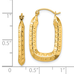 10k Polished Textured Rectangle Hoop Earrings