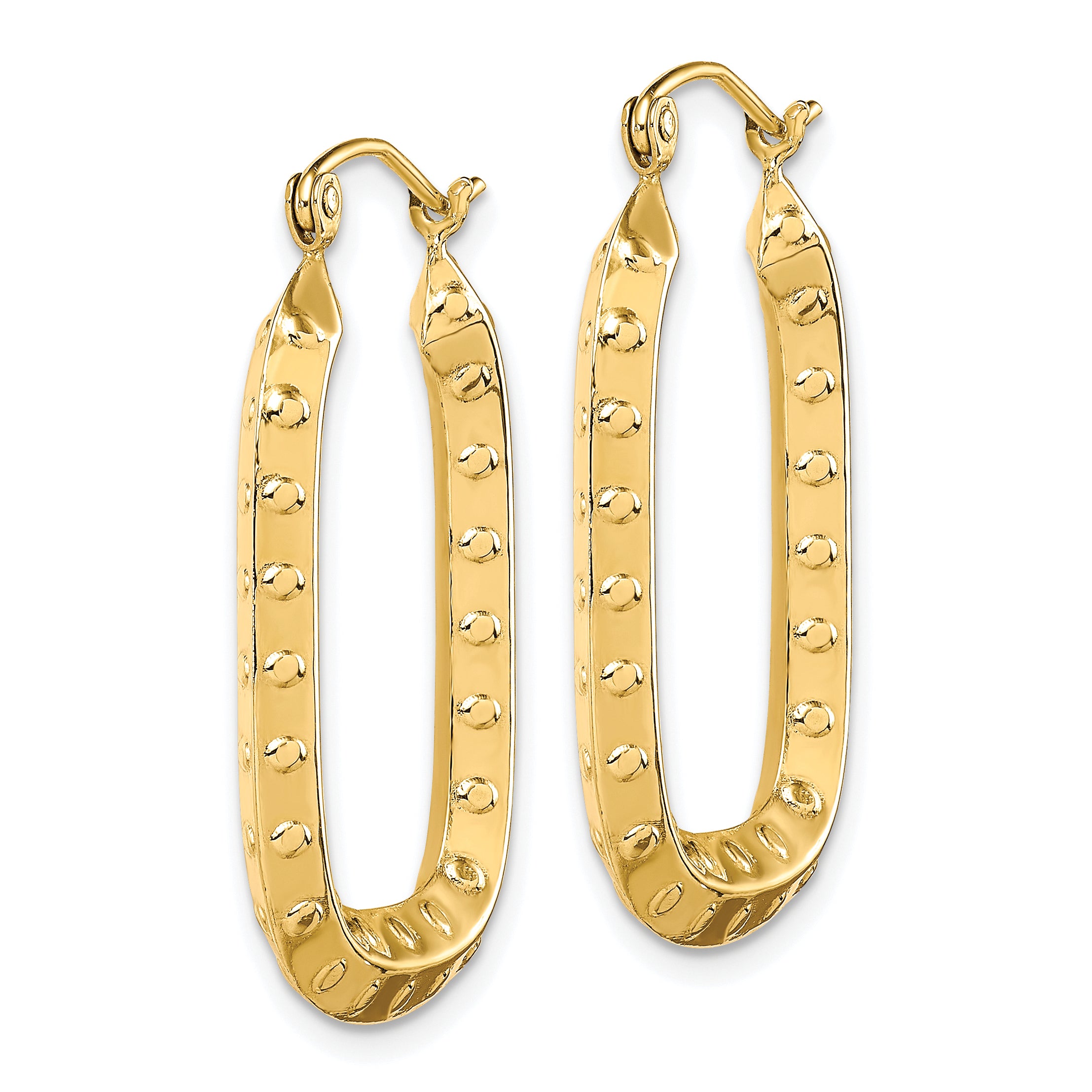 10k Polished Textured Rectangle Hoop Earrings Secondary image