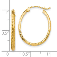 10k Lightweight Diamond-cut Oval Hoop Earrings