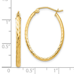 10k Lightweight Diamond-cut Oval Hoop Earrings