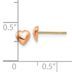 10K Rose Gold Polished Heart Post Earrings