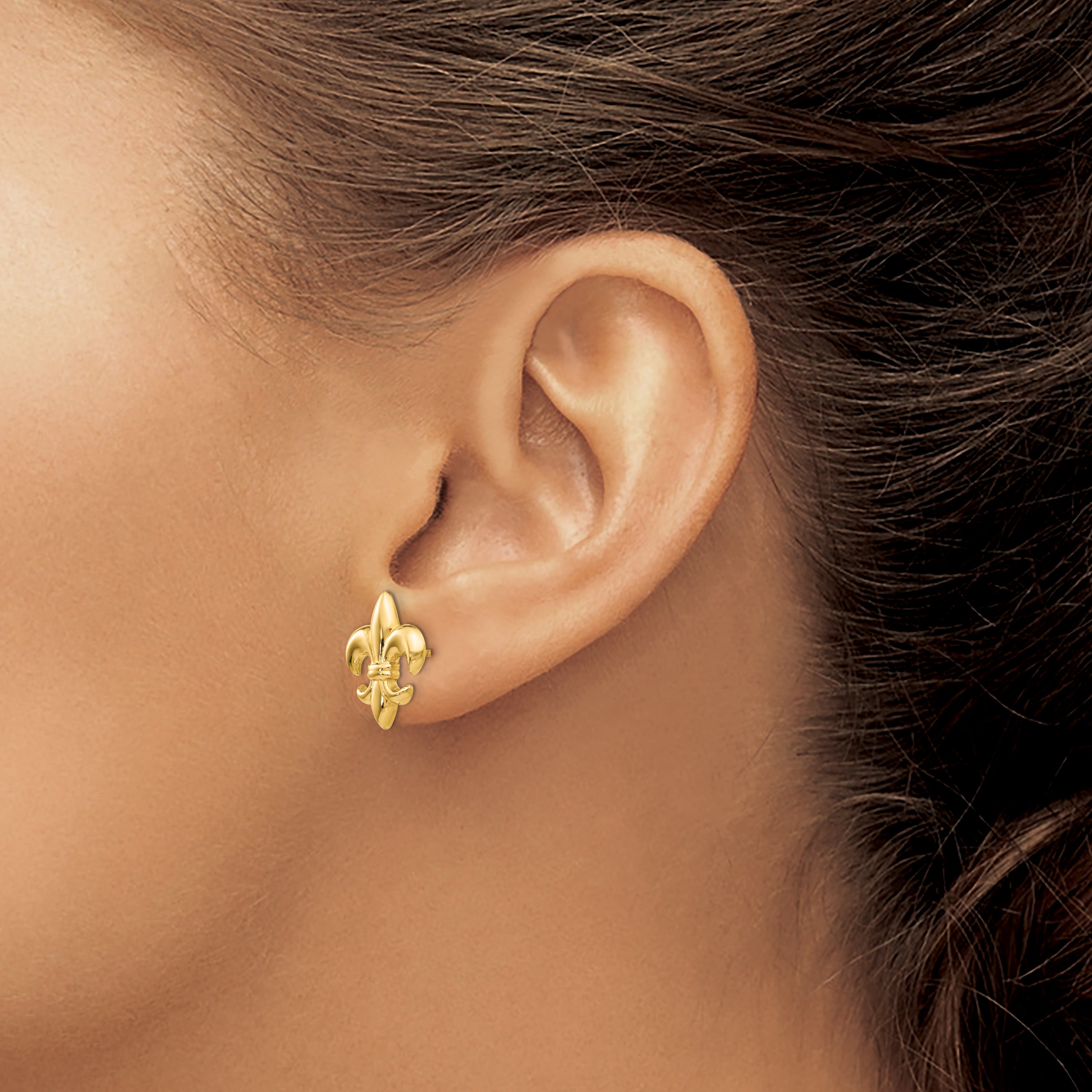 10k Small Fleur-De-Lis Earring