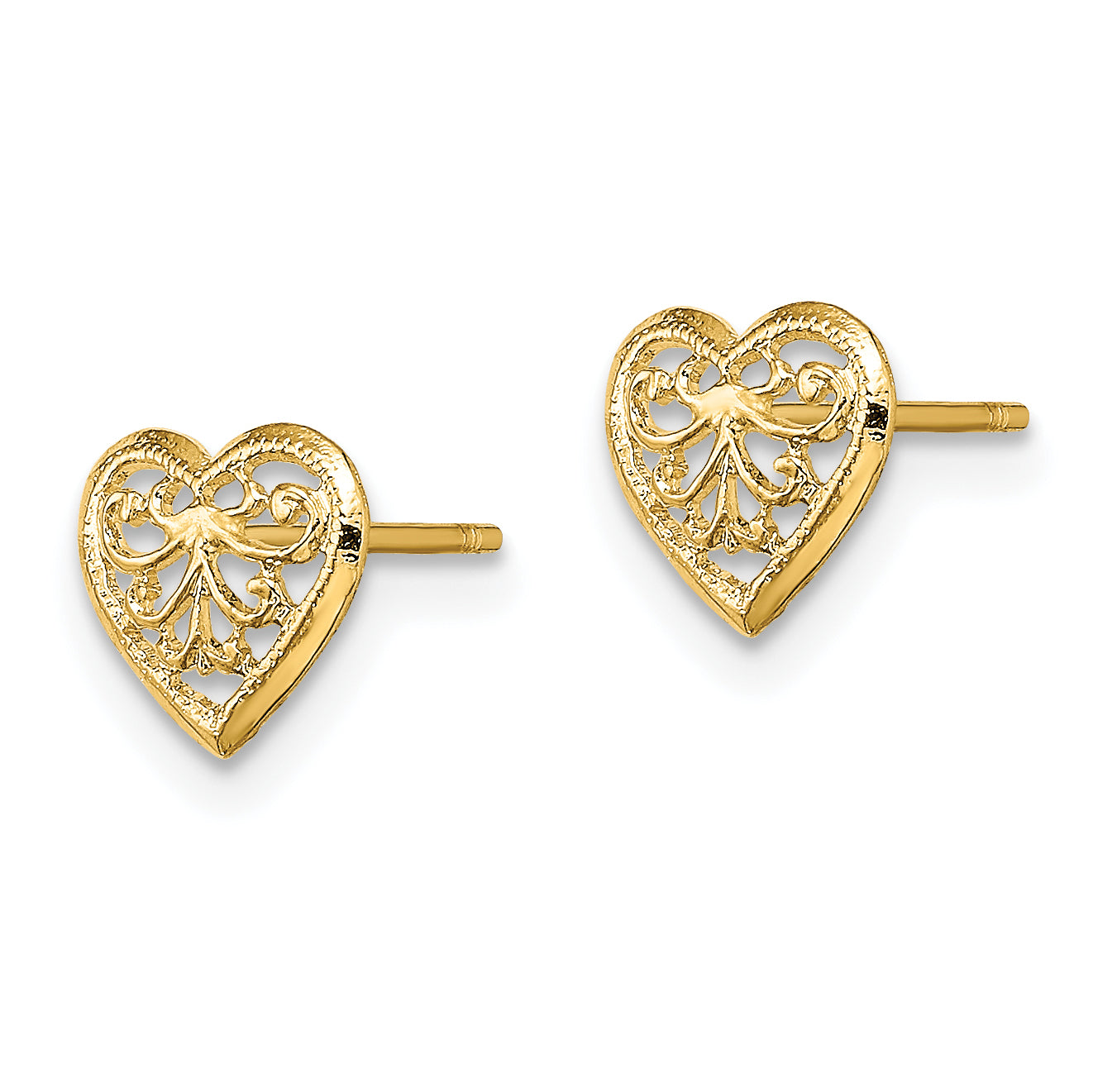 10K Filigree Heart Post Earrings