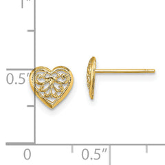 10K Filigree Heart Post Earrings