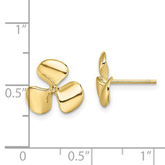 10K Polished Three Blade Propeller Post Earrings