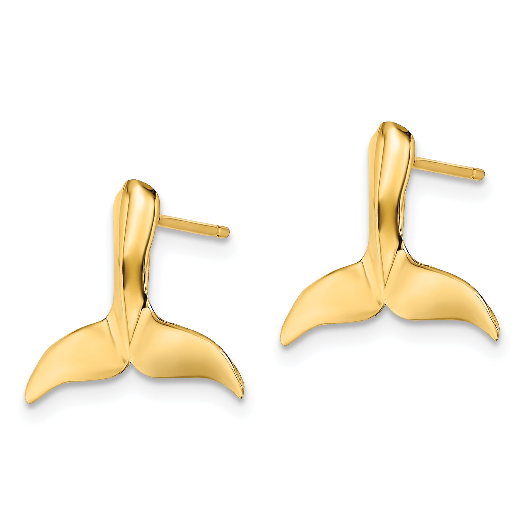 10K 2-D Whale Tail Post Earrings