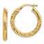 10k 3x15 Diamond-cut Round Hoop Earrings